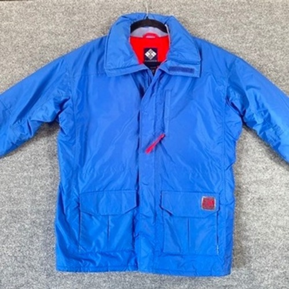 Columbia Parka Jacket Blue Red Fleece Lined Thinsulate Vintage Mens Large